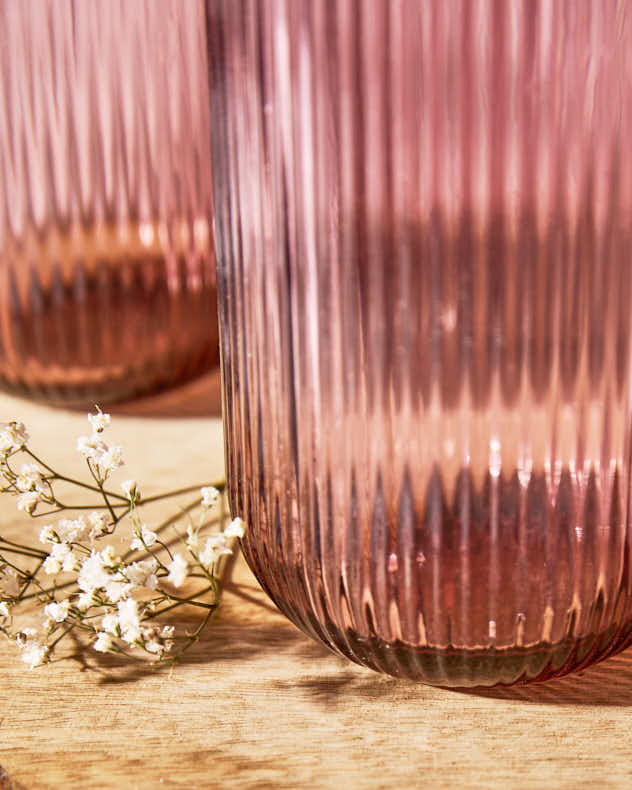 Palermo Pink Ribbed Highball Tumbler - Image 5