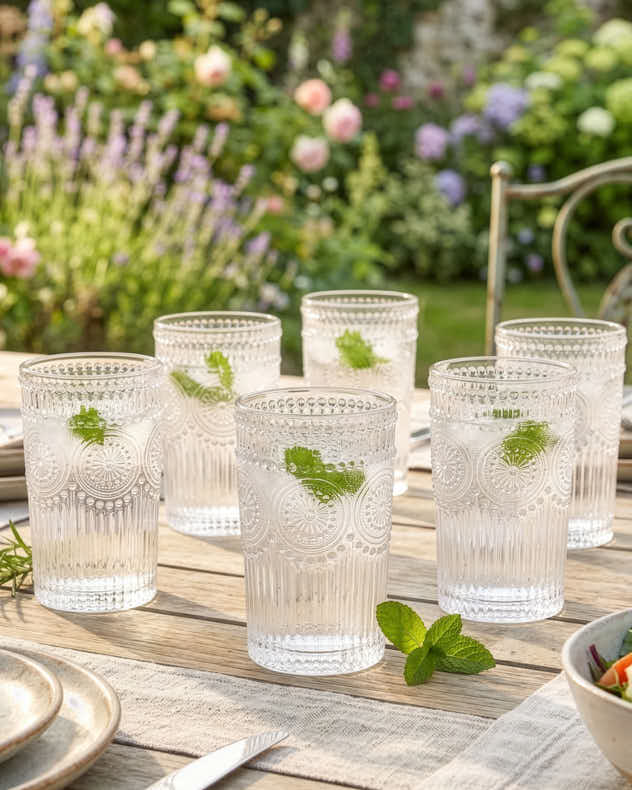 Palmas Embossed Glass Highball Tumblers - Image 5