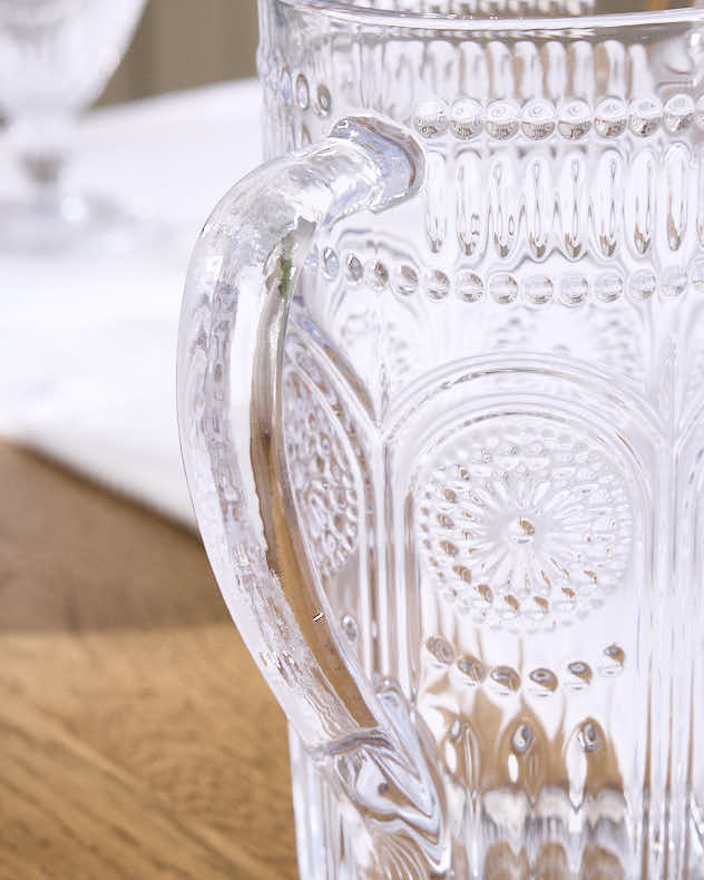 Palmas Embossed Glass Pitcher Jug - Image 2