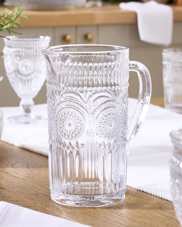 Palmas Embossed Glass Pitcher Jug - Image 3