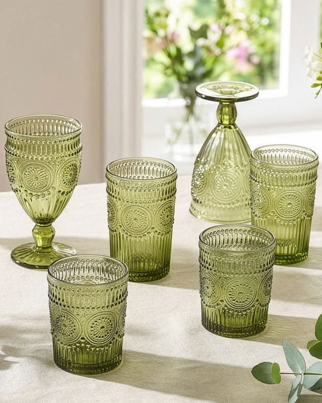 Palmas Green Glassware Collection