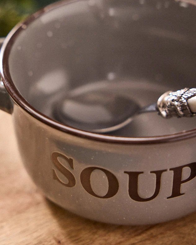 Grey Soup Bowl with Handles - Image 2