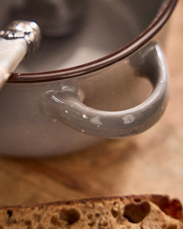 Grey Soup Bowl with Handles - Image 3