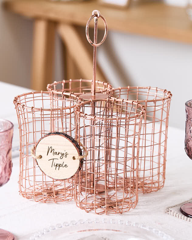 Personalised Copper Wine Bottle Holder Gift Basket - Image 3