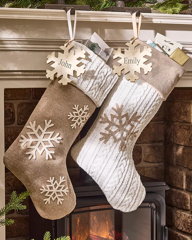 Personalised Cosy Christmas Snowflake Stockings