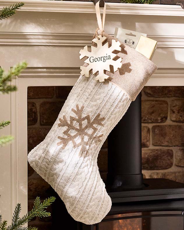 Personalised Cosy Christmas Snowflake Stockings - Image 3