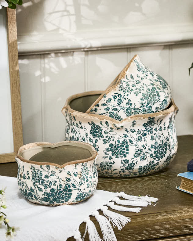 Personalised Fiorella Teal Gift Set of 3 Planters - Image 3
