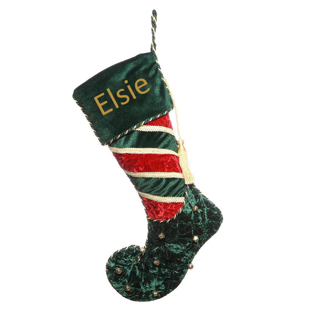 Personalised Jingle Bell Green Christmas Stocking - Image 3