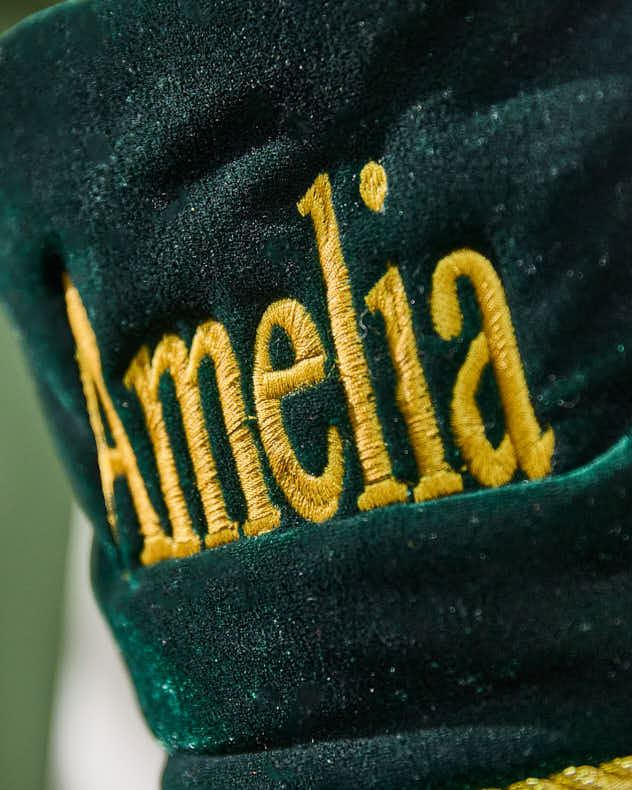 Personalised Knightsbridge Green Velvet Christmas Stocking - Image 2