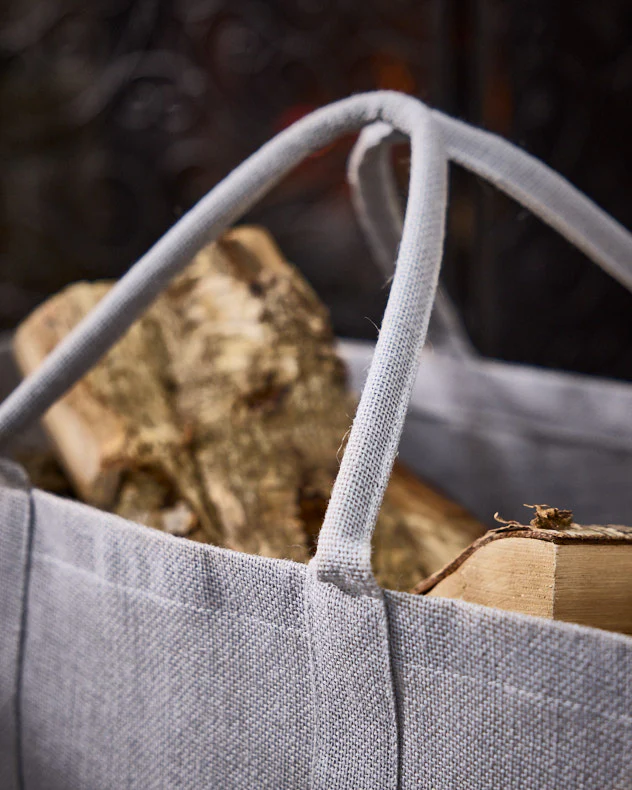 Large Grey Jute Log Carrier - Image 3