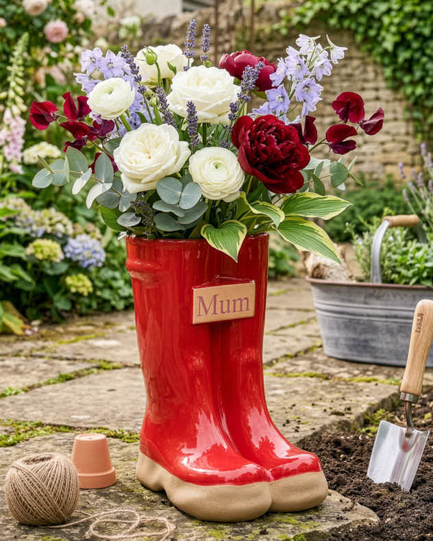 Personalised Large Red Welly Planter