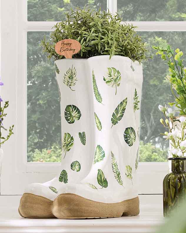 Personalised Patterned Welly Boots Planters - Image 3