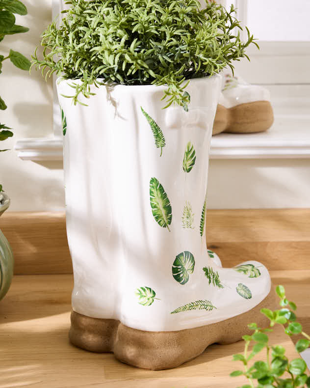 Large Patterned Welly Boots Planters - Image 7