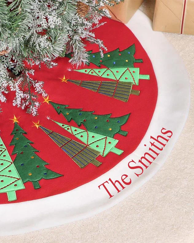 Personalised Red Embroidered Tree Skirt - Image 2