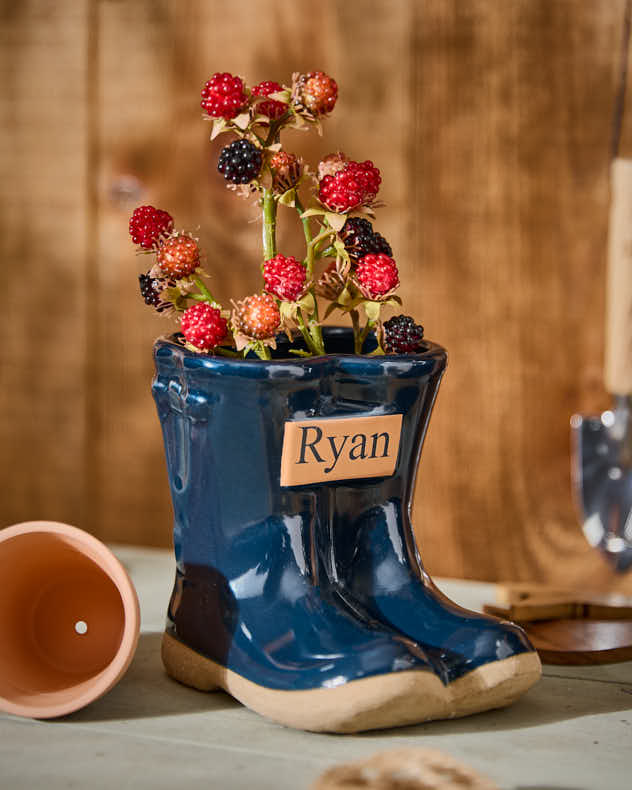 Personalised Small Blue Welly Planter - Image 3