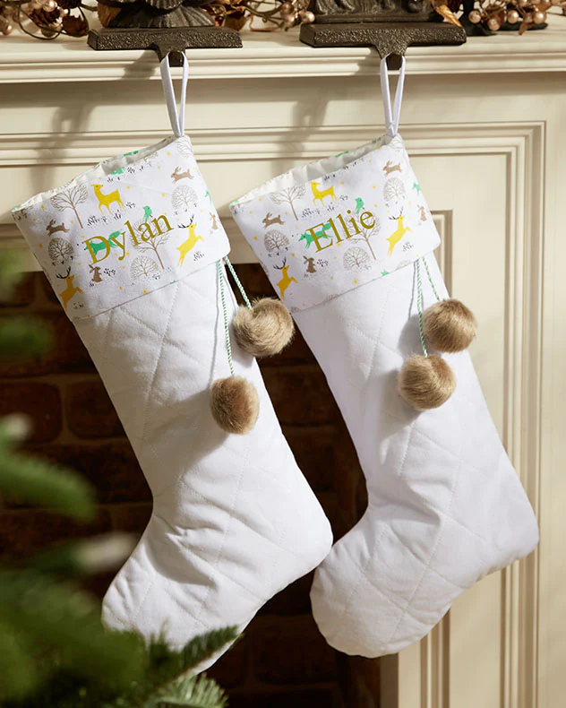 White Woodland Personalised Christmas Stocking - Image 5