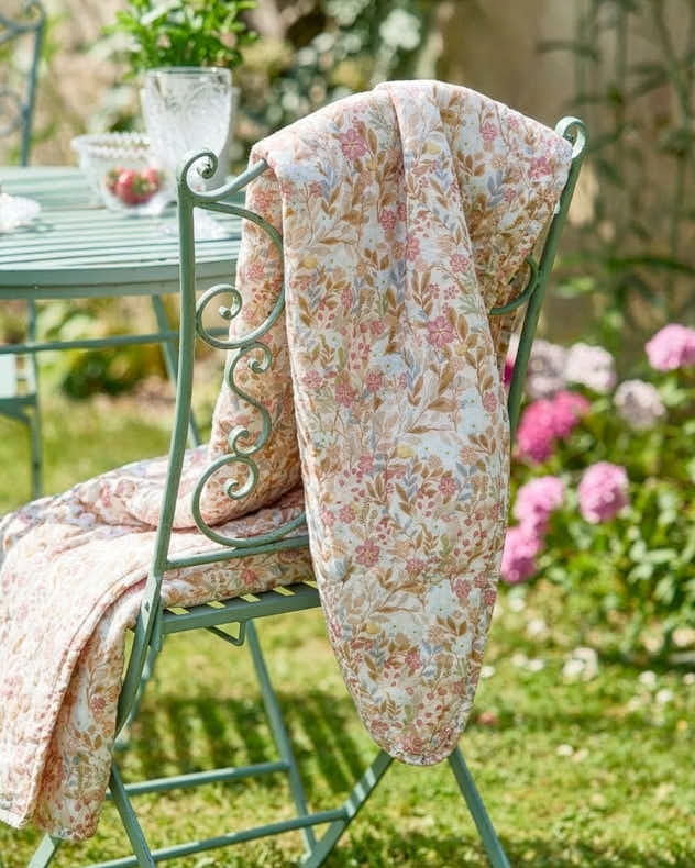 Pink Gardenia Outdoor Floral Blanket