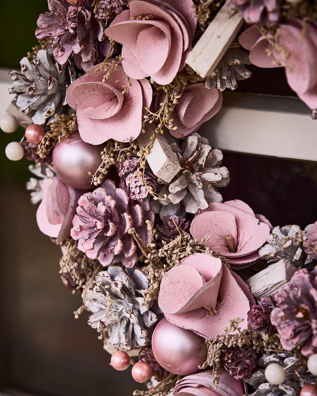 Pink Roses Wreath 38cm - Image 4