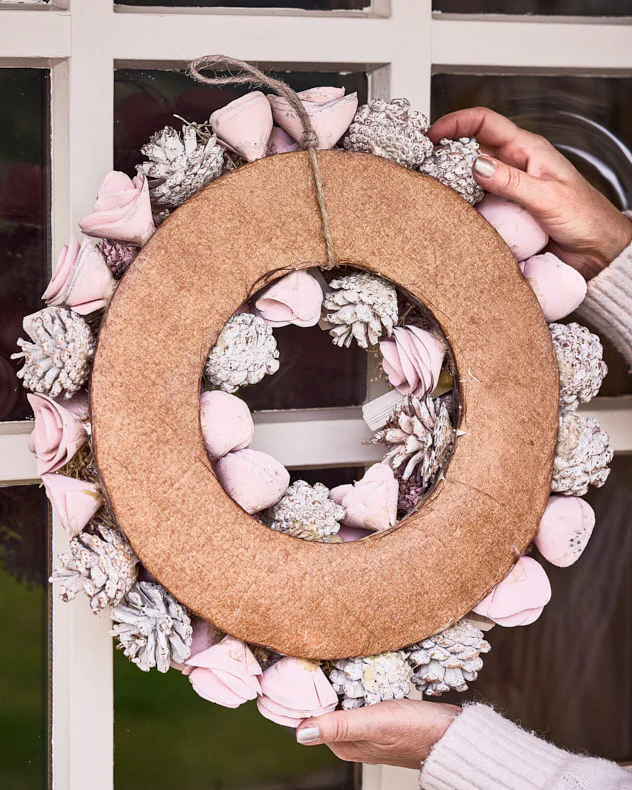 Pink Roses Wreath 38cm - Image 5