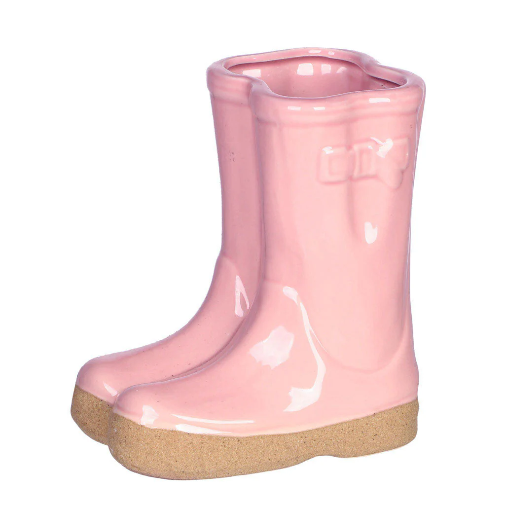Pink Wellington Boots Planter with Personalised Marker - Image 6