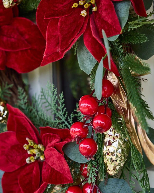 Poinsettia Heritage Wreath 55cm - Image 2