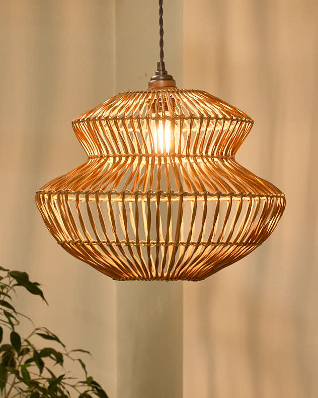 Rattan Pot Bellied Easy Fit Ceiling Shade - Image 3