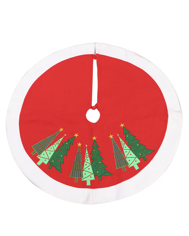 Red Embroidered Tree Skirt - Image 2
