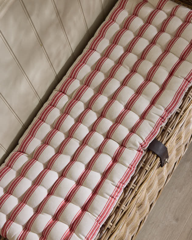 Red Stripe Quilted Bench Cushion - Image 3