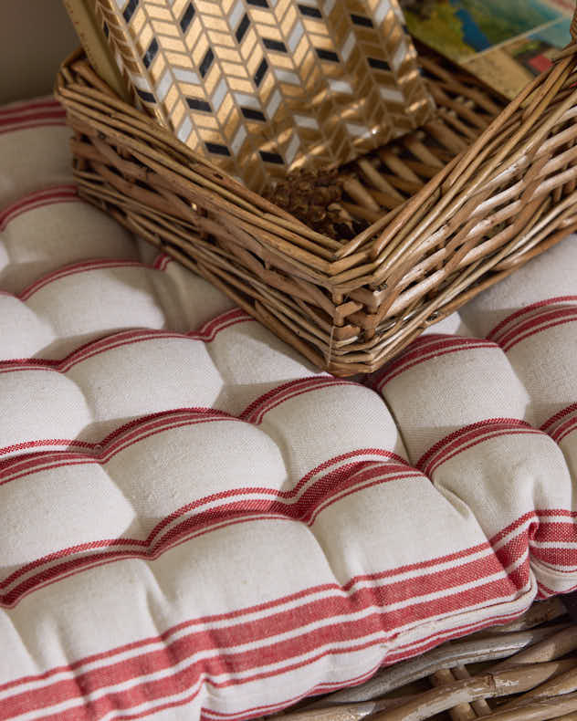 Red Stripe Quilted Bench Cushion - Image 4