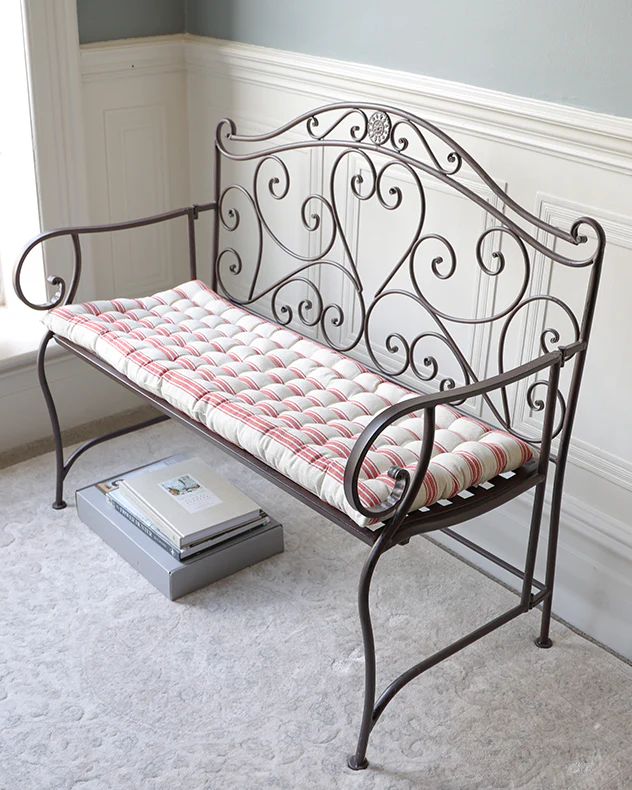 Red Stripe Quilted Bench Cushion - Image 5