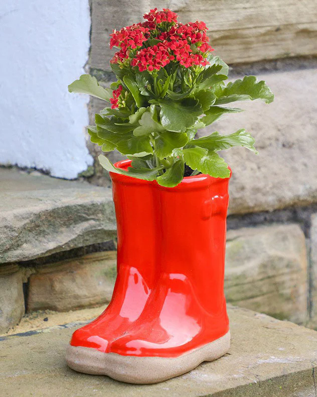 Red Wellington Boots Planter - Image 4