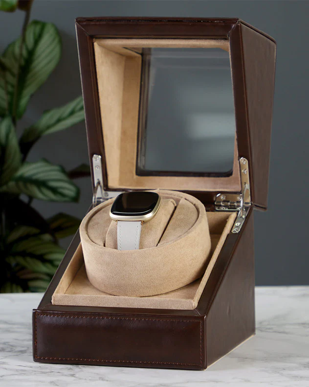 Brown Leather Single Watch Display Case - Image 3
