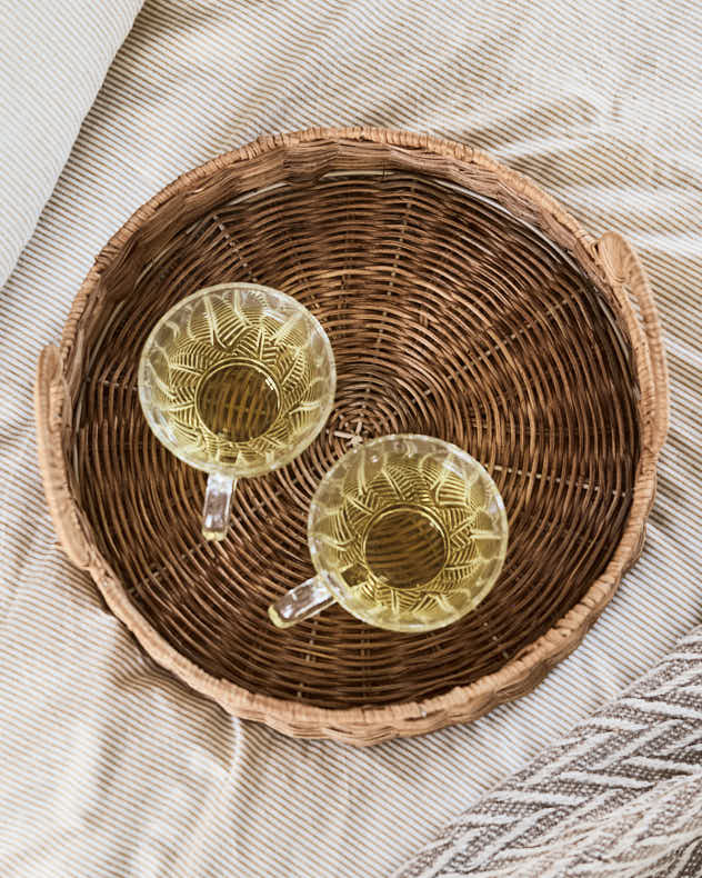 Roscoe Round Rattan Tray with Handles - Image 4