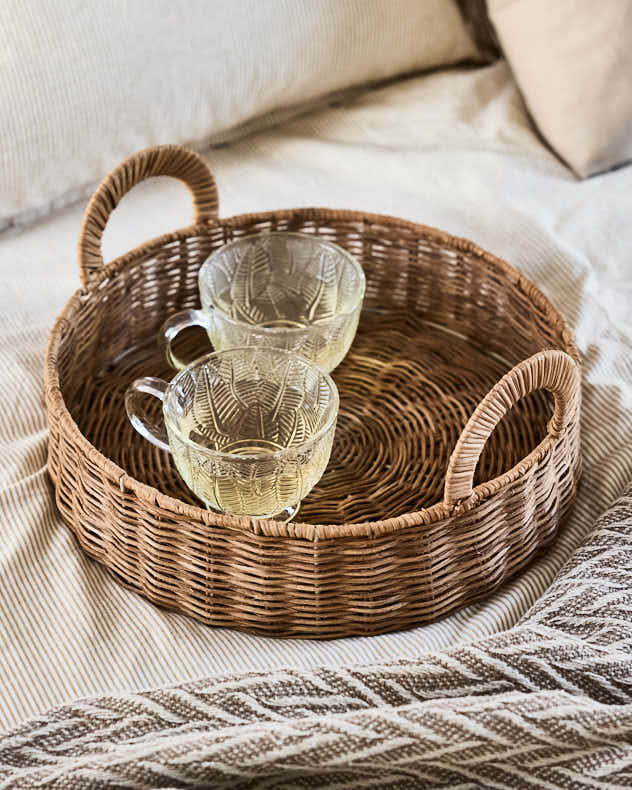 Roscoe Round Rattan Tray with Handles - Image 5