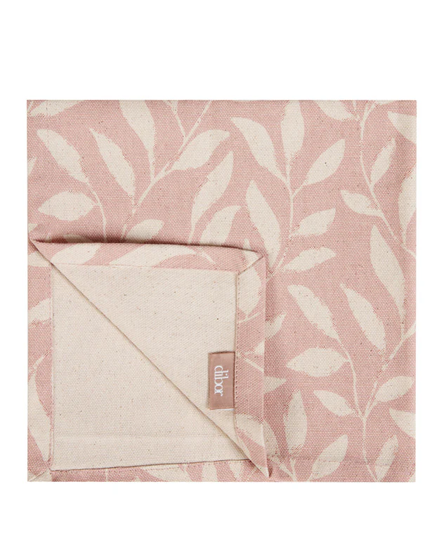 Set of 4 Pink Leaf Cotton Napkins - Image 2