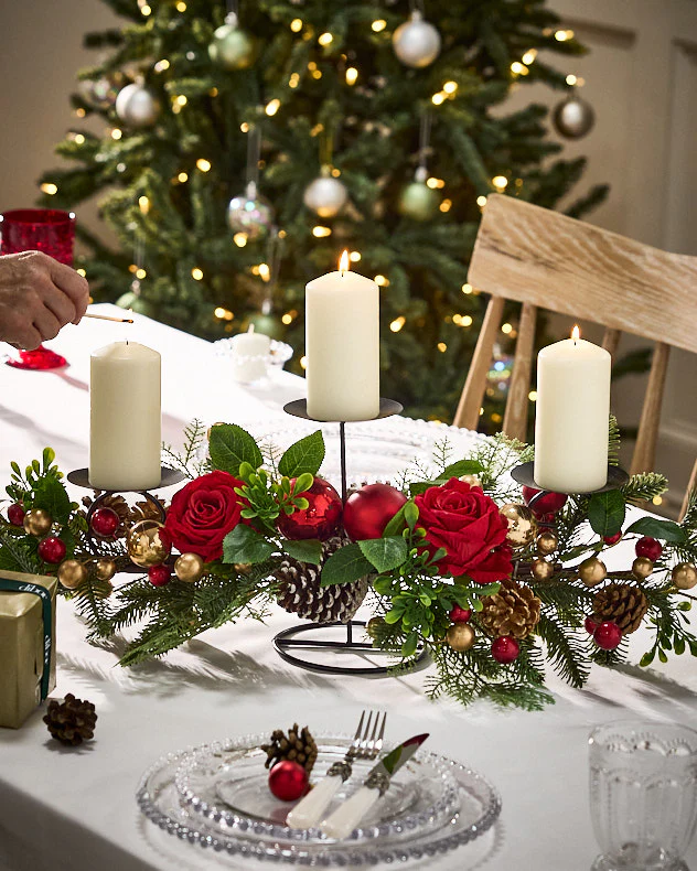 Rosebrook Pine Triple Pillar Candle Holder - Image 3