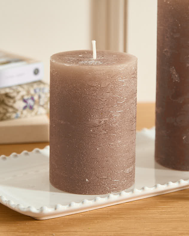 Rustic Grey Pillar Candle - Image 2