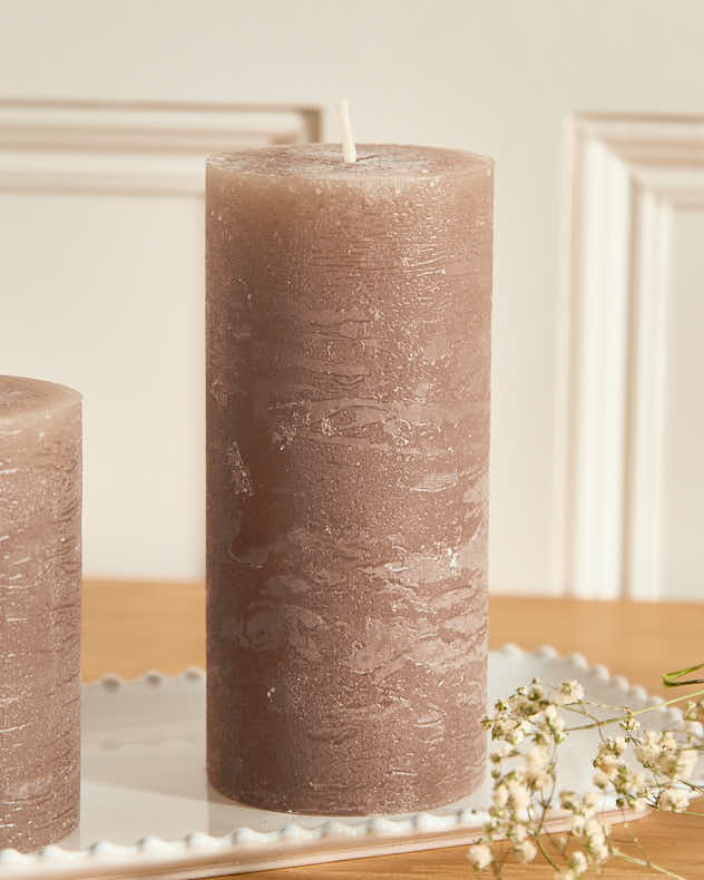 Rustic Grey Pillar Candle - Image 3