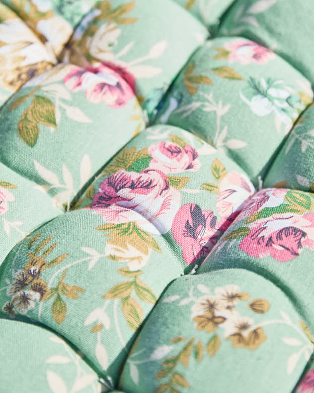 Green Floral Outdoor Bench Mattress - Image 3