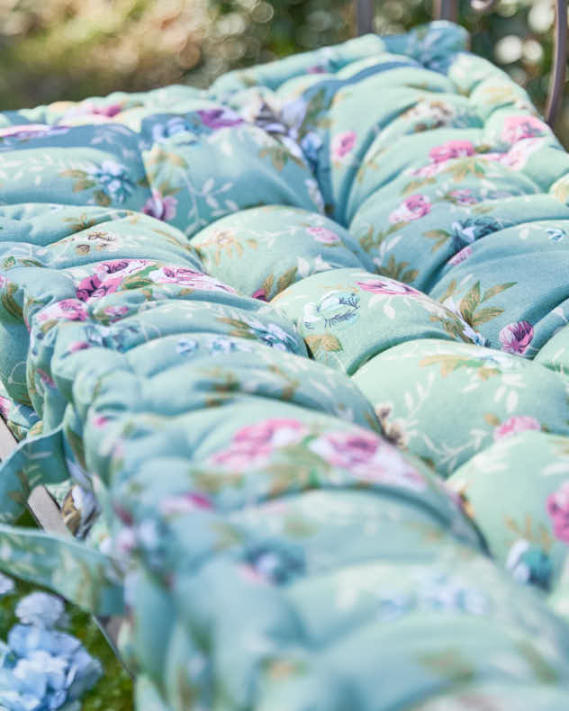 Green Floral Garden Bench Cushion - Image 3