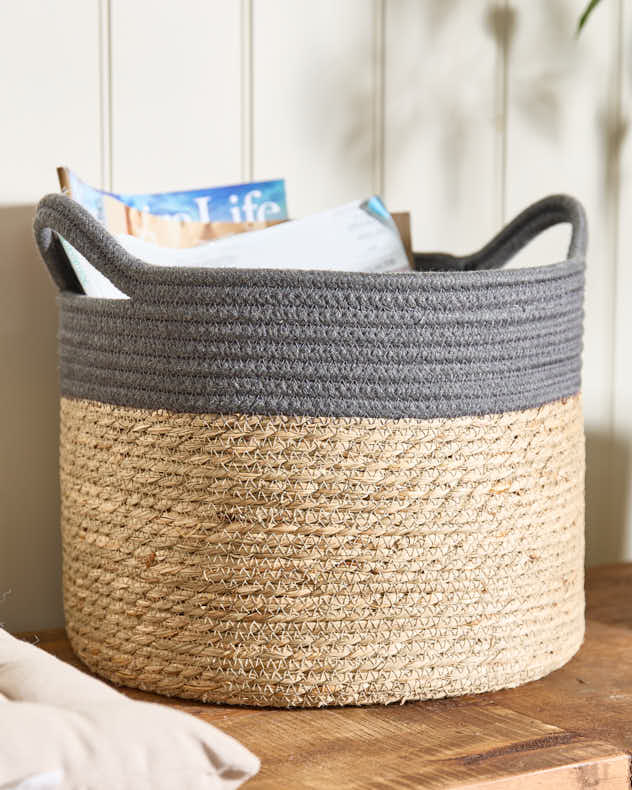 Seagrass Grey Stripe Basket - Image 4