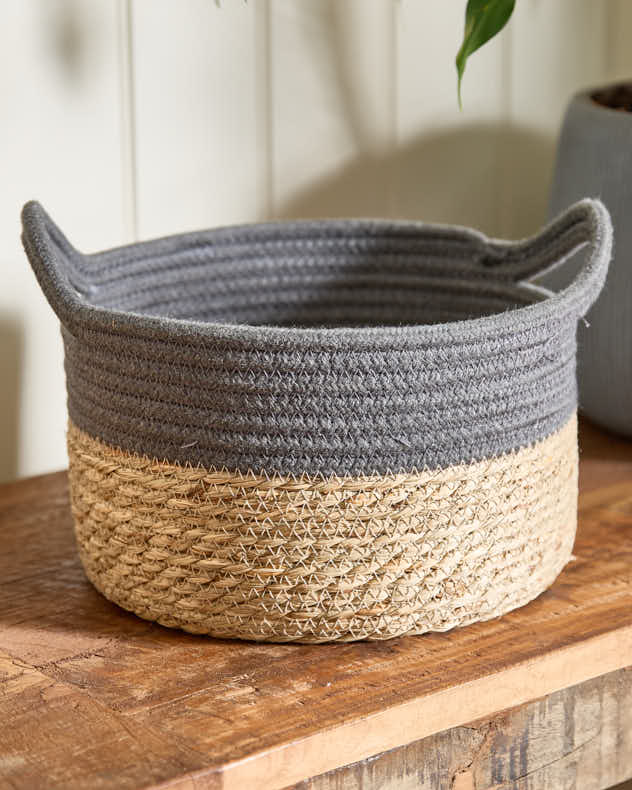 Seagrass Grey Stripe Basket - Image 5