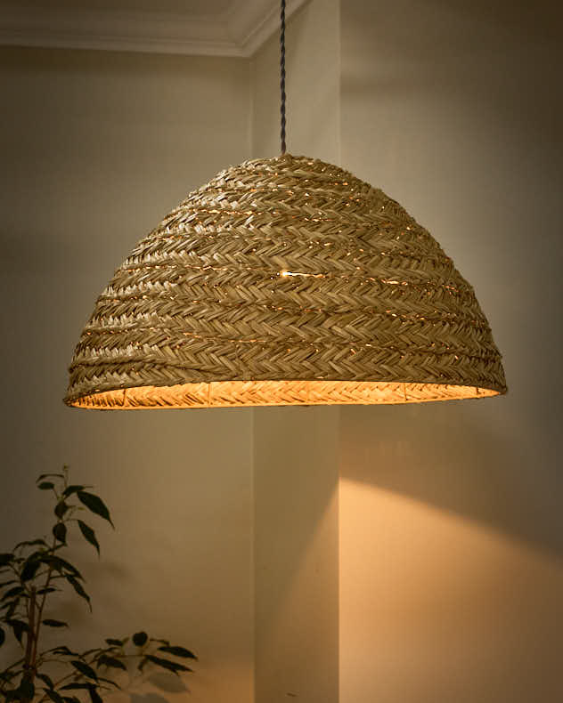 Seagrass Plaid Dome Easy Fit Ceiling Shade - Image 3