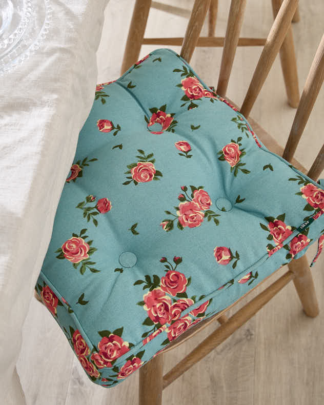 Set of 2 Blue Rose Indoor Seat Cushions - Image 2
