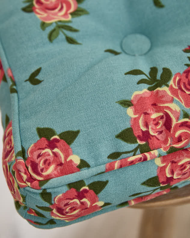 Set of 2 Blue Rose Indoor Seat Cushions - Image 4