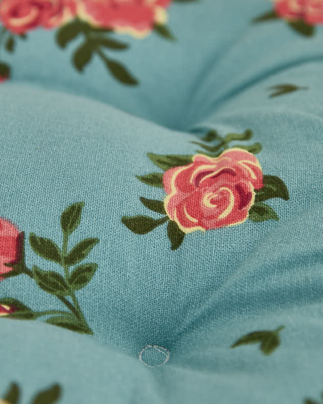Set of 2 Blue Rose Indoor Seat Pads - Image 3