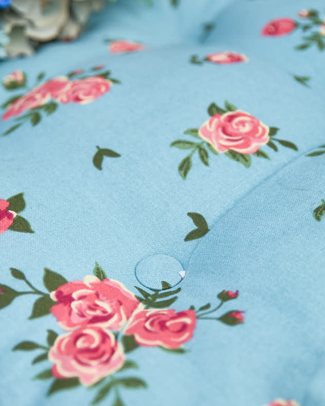 Set of 2 Blue Rose Outdoor Seat Cushions - Image 3