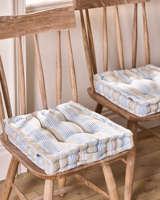 Set of Blue Stripe Seat Cushions