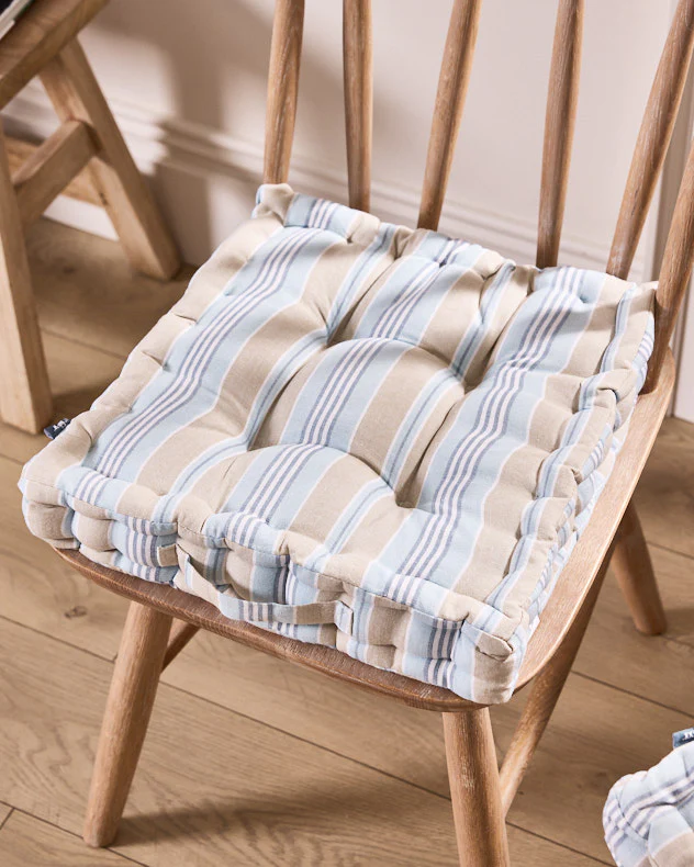 Set of Blue Stripe Seat Cushions - Image 2