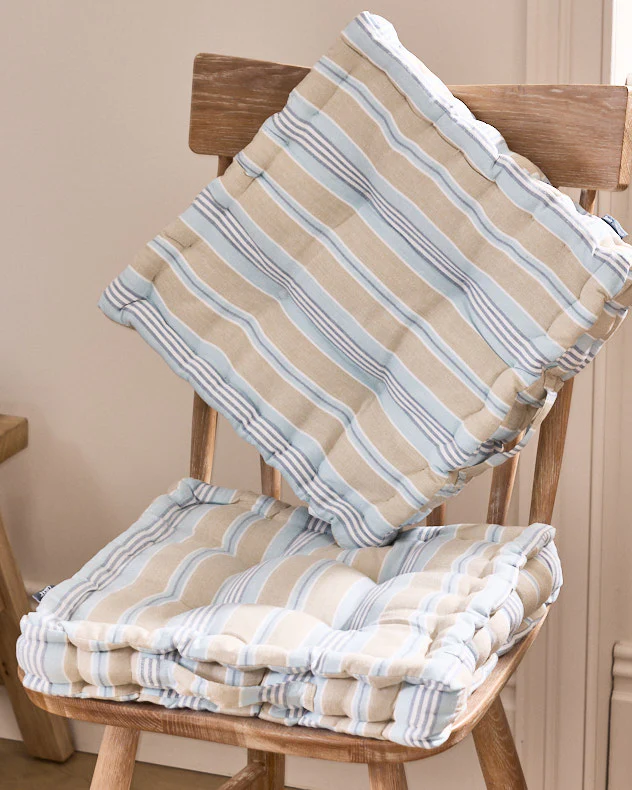 Set of Blue Stripe Seat Cushions - Image 3